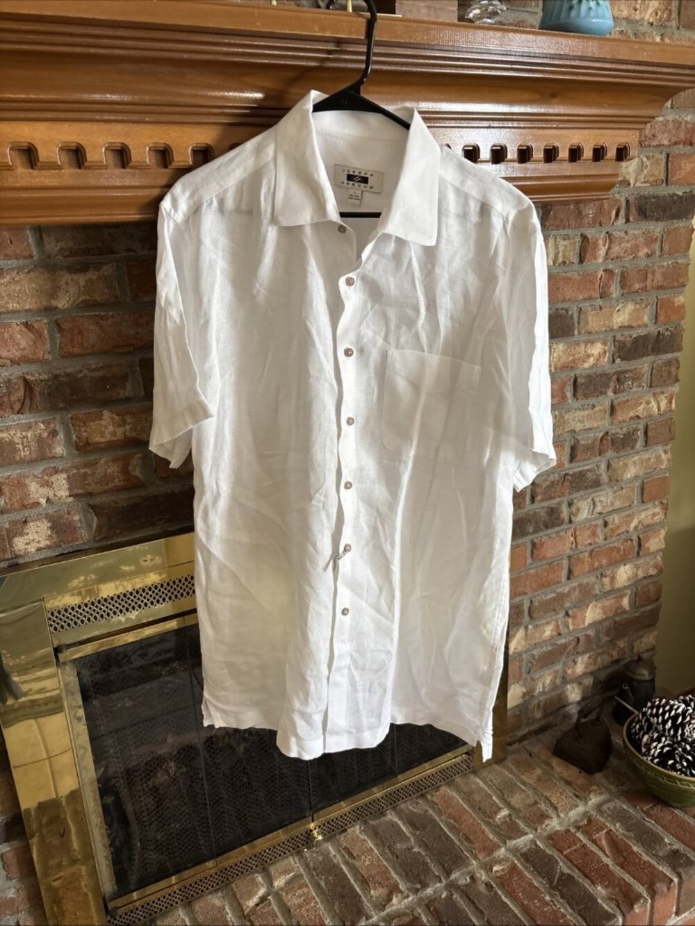 Joseph Abound White 100% Linen Sort Sleeve Button Down Shirt